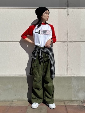「アイテム（カーゴパンツ）」を使った、WEGOさん（レディース・160cm）の秋コーディネート