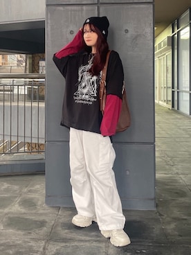 「アイテム（カーゴパンツ）」を使った、WEGOさん（レディース・155cm）の秋コーディネート