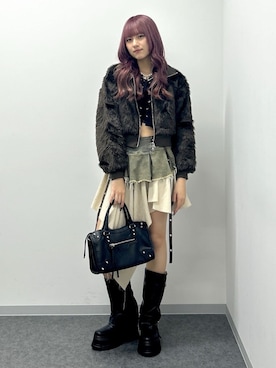 「アイテム（デニムスカート）」を使った、WEGOさん（レディース・169cm）の冬コーディネート