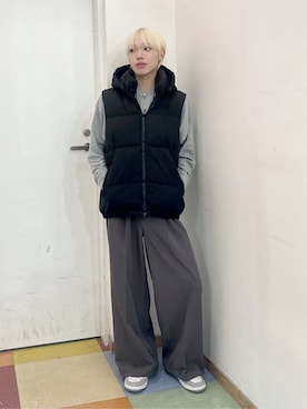 「アイテム（ダウンベスト）」を使った、WEGOさん（メンズ・167cm）の冬コーディネート