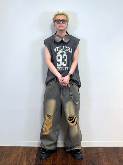 WEGO/【25年春夏新作】ヴィンテージライクグラフィックノースリーブ