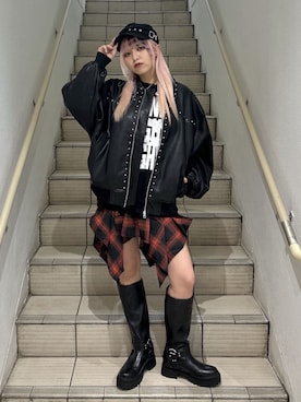 「アイテム（キャスケット）」を使った、WEGOさん（レディース・155cm）の冬コーディネート