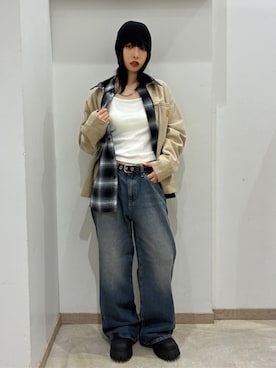 「アイテム（デニムジャケット）」を使った、WEGOさん（レディース・163cm）の秋コーディネート