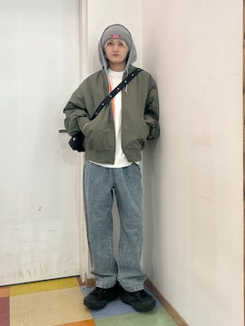 「アイテム（MA-1）」を使った、WEGOさん（メンズ・172cm）の冬コーディネート