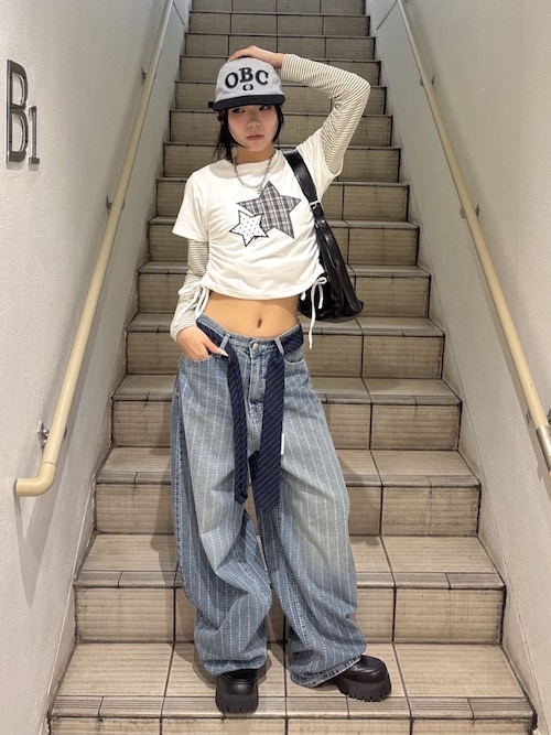 「WEGO（ウィゴー）のWEGO/【26年春新作】OBCロゴレトロキャップ（キャップ）」を使った、WEGOさん（レディース・176cm）の春コーディネート