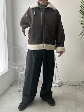 「アイテム（ムートンコート）」を使った、WEGOさん（メンズ・171cm）の秋コーディネート