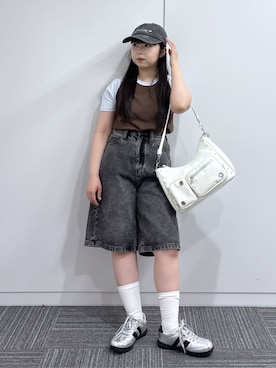 「U.S. POLO ASSN.（ユーエスポロアッスン）の∴WEGO/【26年春夏新作】U.S. POLO ASSN.別注コンパクトTシャツ（Tシャツ/カットソー、その他）」を使った、WEGOさん（レディース・160cm）の春コーディネート