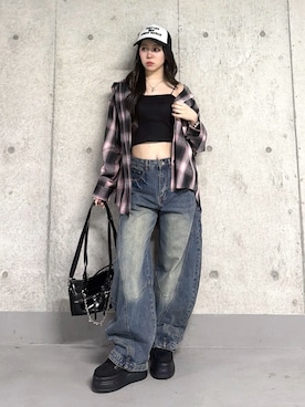 「Figments（フィグメンツ）のアイテム（パンツ）」を使った、WEGOさん（レディース・152cm）の春コーディネート