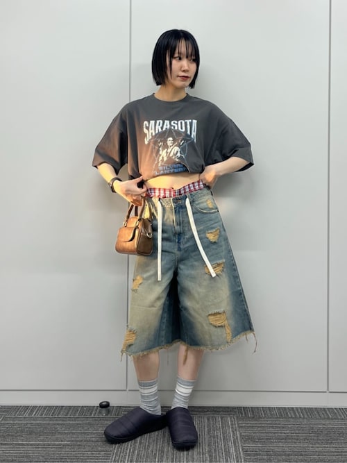 ハーフパンツ ダメージジーンズ デニム ウォッシュ加工 レトロ yamane3047-01.jpg