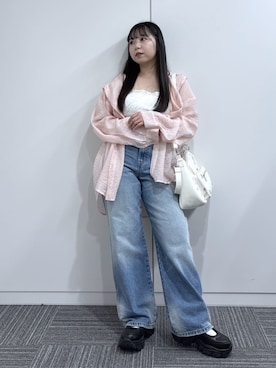 「WEGO（ウィゴー）のWEGO/【26年春夏新作】ストレートデニムパンツ（デニムパンツ、ブルー系）」を使った、WEGOさん（レディース・160cm）の春コーディネート