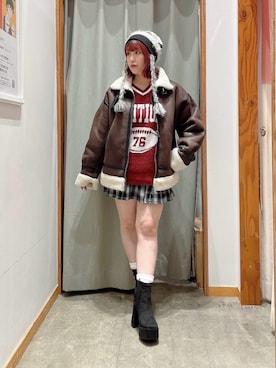 「アイテム（ムートンコート）」を使った、WEGOさん（レディース・154cm）の秋コーディネート