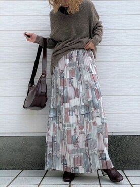 「ラウンドバッグ」｜「アイテム（ブーツ）」を使った、Q♥Officialさん（レディース・155cm）の秋コーディネート