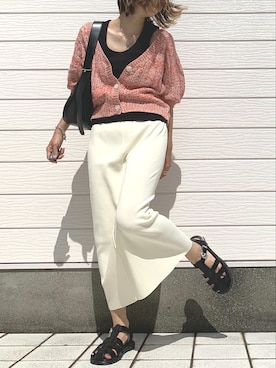 「Casselini（キャセリーニ）のアイテム（サンダル）」を使った、Q♥Officialさん（レディース・155cm）の夏コーディネート