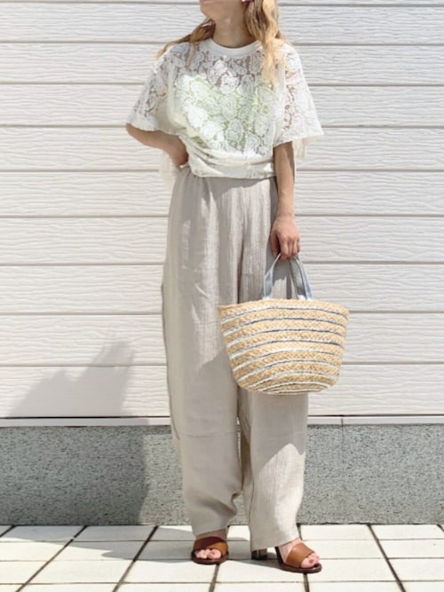 レースオーバーサイズT（Tシャツ/カットソー）｜Q（キュー）の