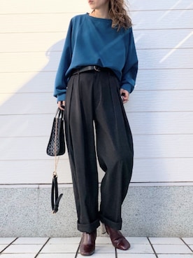 「CELINE（セリーヌ）のアイテム（ブーツ）」を使った、Q♥Officialさん（レディース・155cm）の秋コーディネート