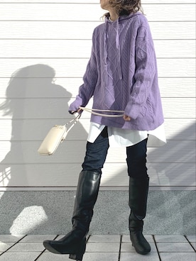 「Casselini（キャセリーニ）のアイテム（ブーツ）」を使った、Q♥Officialさん（レディース・155cm）の秋コーディネート