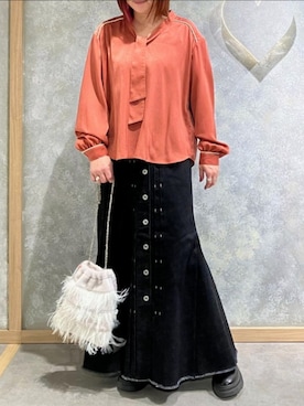 「アイテム（クラッチバッグ）」を使った、Q♥Officialさん（レディース・151cm）の秋コーディネート