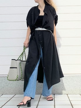 「アイテム（シャツワンピース）」を使った、Q♥Officialさん（レディース・155cm）の夏コーディネート
