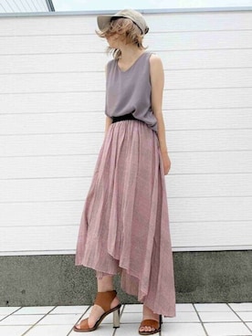 「CELINE」｜「アイテム（キャップ）」を使った、Q♥Officialさん（レディース・155cm）の夏コーディネート