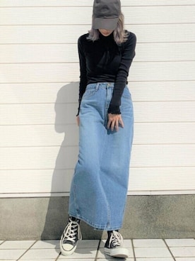 「タートルネックカットソー」｜「アイテム（帽子）」を使った、Q♥Officialさん（レディース・155cm）の秋コーディネート