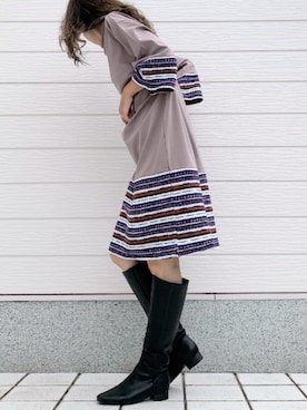 「Casselini（キャセリーニ）のアイテム（ブーツ）」を使った、Q♥Officialさん（レディース・155cm）の秋コーディネート