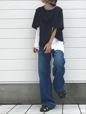 「Casselini（キャセリーニ）のアイテム（サンダル）」を使った、Q♥Officialさん（レディース・155cm）の夏コーディネート
