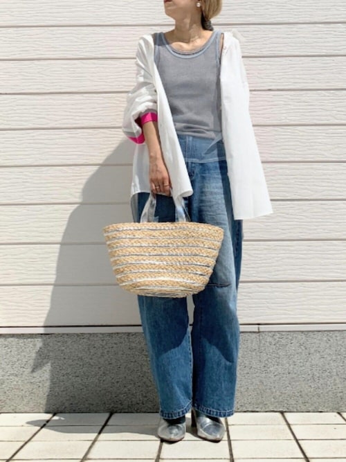 Q ブラウス シャツ ヨークリブドッキングシャツ レディース