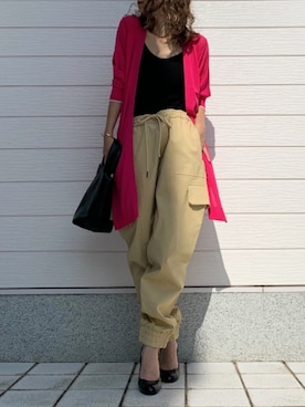「ロングカーディガン」｜Q♥Officialさん（レディース・155cm）の夏コーディネート