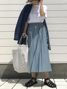 「Casselini（キャセリーニ）のアイテム（サンダル）」を使った、Q♥Officialさん（レディース・155cm）の春コーディネート
