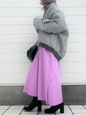 「Q（キュー）のアイテム（MA-1）」を使った、Q♥Officialさん（レディース・155cm）の秋コーディネート