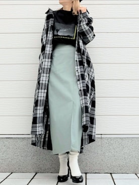 「アイテム（シャツワンピース）」を使った、Q♥Officialさん（レディース・155cm）の秋コーディネート