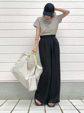 「アイテム（キャップ）」を使った、Q♥Officialさん（レディース・155cm）の夏コーディネート