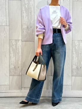 「ブリーチデニム」｜Q♥Officialさん（レディース・154cm）の冬コーディネート
