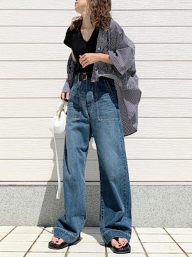 「バックロゴ」｜「アイテム（バッグ）」を使った、Q♥Officialさん（レディース・155cm）の夏コーディネート