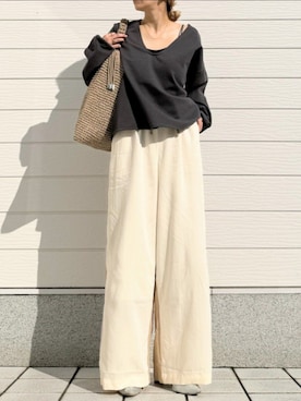 「Q（キュー）のアイテム（パンツ）」を使った、Q♥Officialさん（レディース・155cm）の冬コーディネート