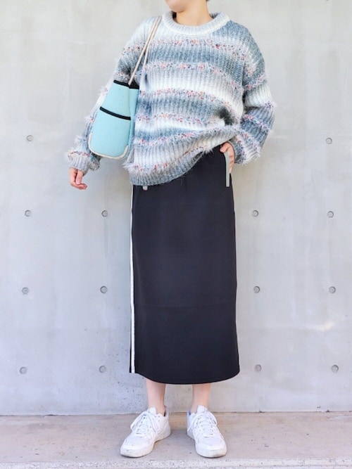 【美品】ボーダー　ニット FUNALIVE セーター ニット 編み地切替 ルーズサイズ 3Dボーダー