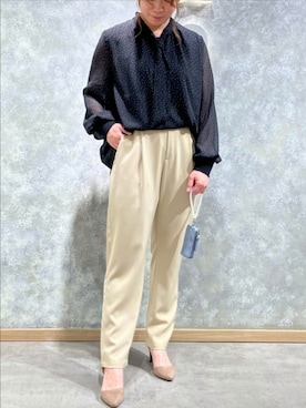 「Q（キュー）のアイテム（パンツ）」を使った、Q♥Officialさん（レディース・157cm）の春コーディネート