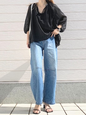 「ブリーチデニム」｜Q♥Officialさん（レディース・155cm）の春コーディネート