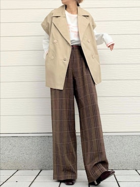 「アイテム（トレンチコート）」を使った、Q♥Officialさん（レディース・155cm）の冬コーディネート