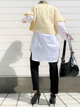 「ラウンドバッグ」｜「アイテム（パンツ）」を使った、Q♥Officialさん（レディース・155cm）の秋コーディネート