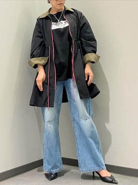 「Q（キュー）のQ girlカーヴィーデニム（デニムパンツ）」を使った、Q♥Officialさん（レディース・160cm）の秋コーディネート