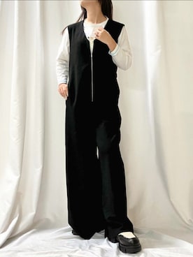 「アイテム（オールインワン・サロペット）」を使った、Q♥Officialさん（レディース・153cm）の秋コーディネート