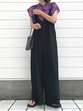 「Q（キュー）のアイテム（オールインワン・サロペット）」を使った、Q♥Officialさん（レディース・155cm）の夏コーディネート