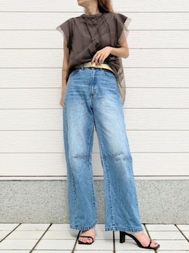 「ブリーチデニム」｜Q♥Officialさん（レディース・155cm）の夏コーディネート