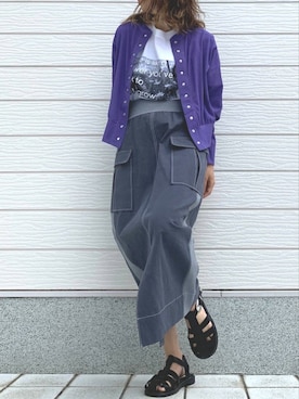 「Casselini（キャセリーニ）のアイテム（サンダル）」を使った、Q♥Officialさん（レディース・155cm）の春コーディネート