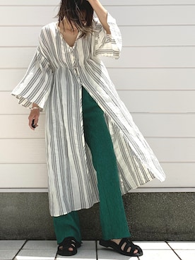 「Casselini（キャセリーニ）のアイテム（サンダル）」を使った、Q♥Officialさん（レディース・155cm）の春コーディネート