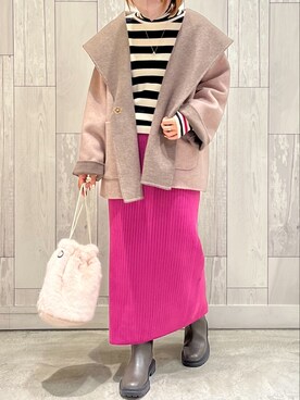 「Q（キュー）のアイテム（その他アウター）」を使った、Q♥Officialさん（レディース・154cm）の冬コーディネート