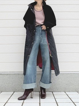 「CELINE（セリーヌ）のアイテム（ブーツ）」を使った、Q♥Officialさん（レディース・155cm）の秋コーディネート