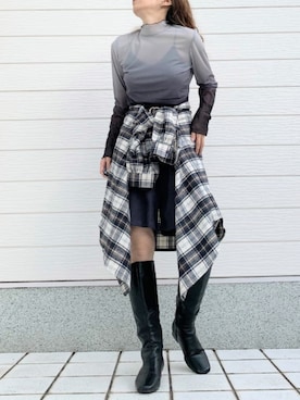 「Casselini（キャセリーニ）のアイテム（ブーツ）」を使った、Q♥Officialさん（レディース・155cm）の秋コーディネート