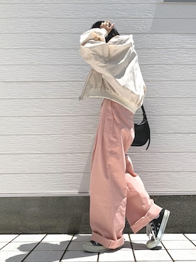 「ハーフムーンバック」｜「アイテム（ジャケット/アウター）」を使った、Q♥Officialさん（レディース・155cm）の夏コーディネート
